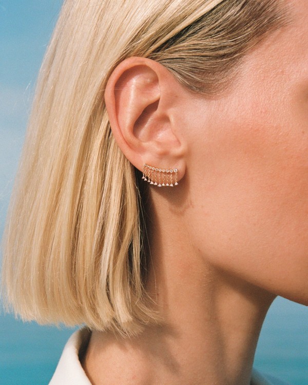 Boucle d'oreille manchette chaîne or et diamants | LECARRE 2