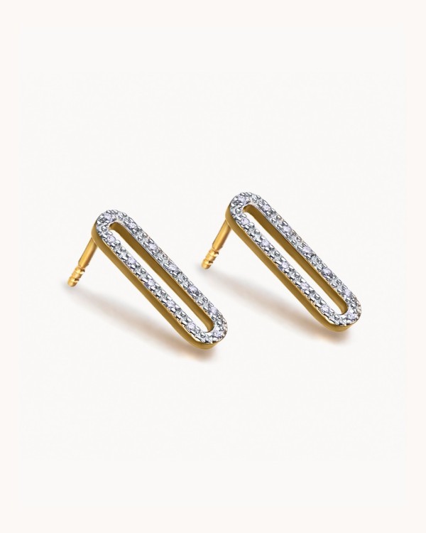 Pendientes Hebilla Oro Diamantes | LECARRE