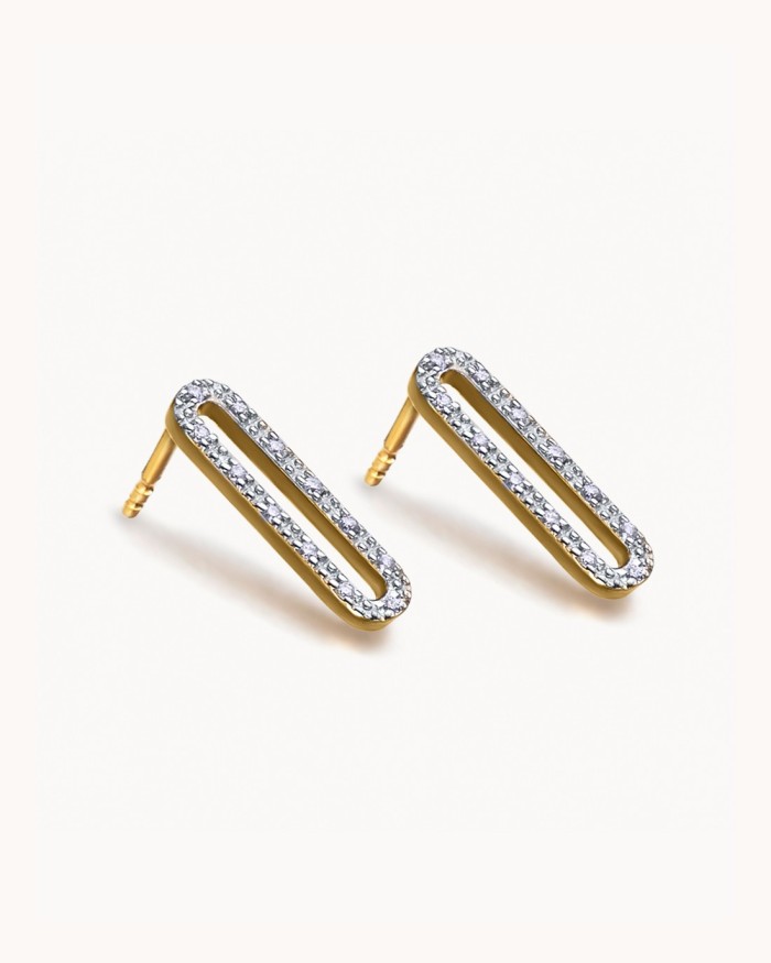 Pendientes Hebilla Oro Diamantes | LECARRE