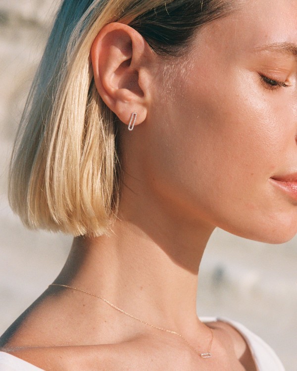 Boucles d'oreilles à boucle en or avec diamants | LECARRE 2