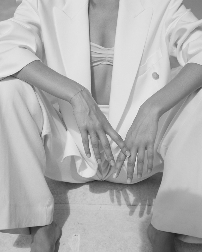 Bransoletka z białego złota z diamentową ramką | LECARRE