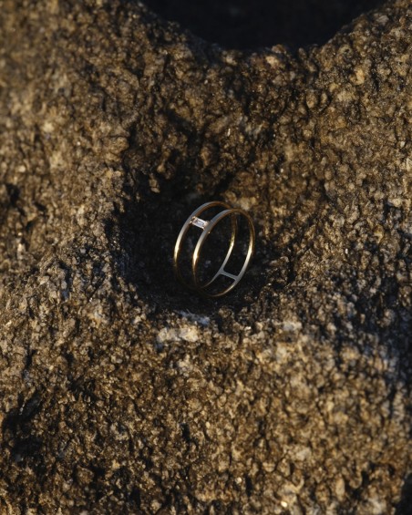 Inel OA cu corp dublu și diamant baghetă | LECARRE