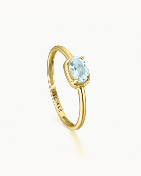 OA Top Ring.Blauwe ovale ring 6x4 | LECARRE