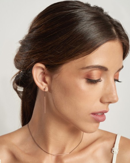 Pendientes Barra Oro Rosa Y Negro | LECARRE