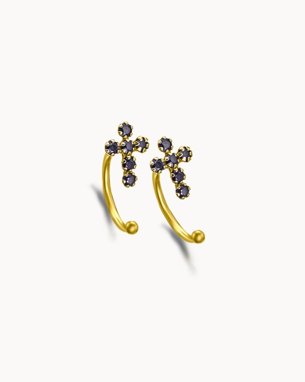 Gold Cross Ear Cuff Earrings | LECARRE