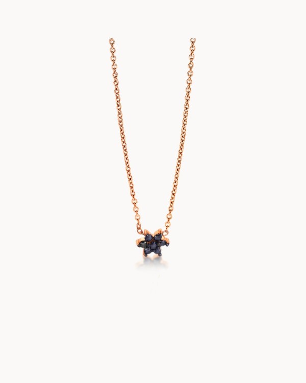 Mini-Rosette in Roségold und Diamanten, Schwarz | LECARRE