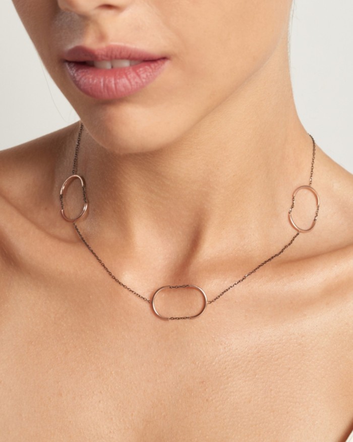 Collier ras du cou à chaîne et demi-cercle | LECARRE