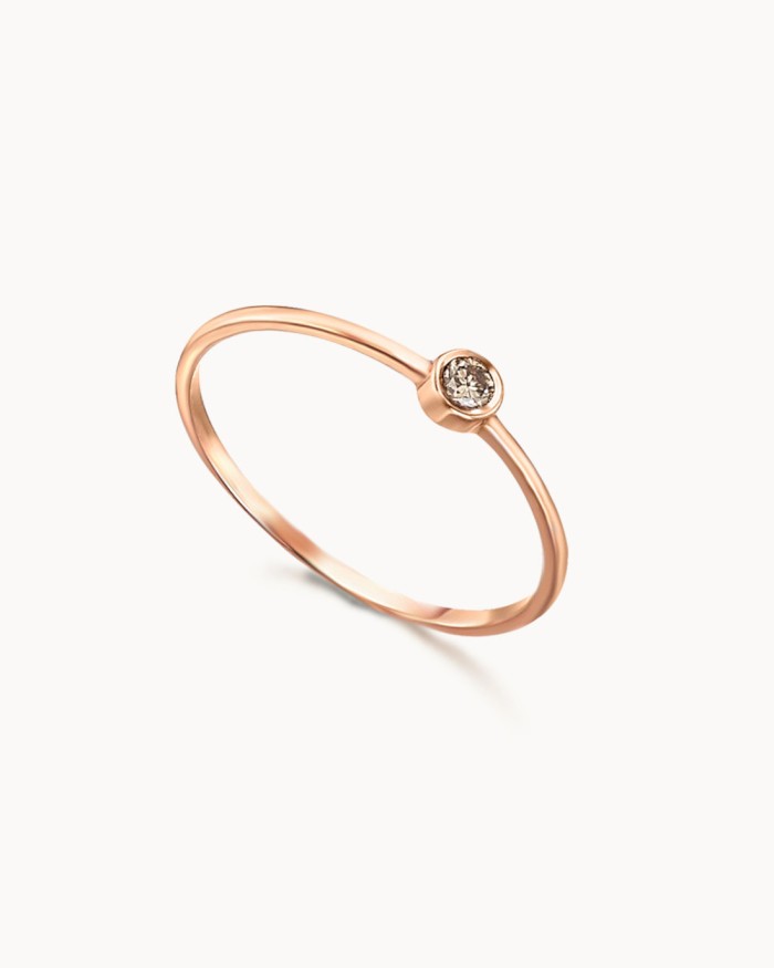 Solitario Oro Rosa Diamante Brown | LECARRE