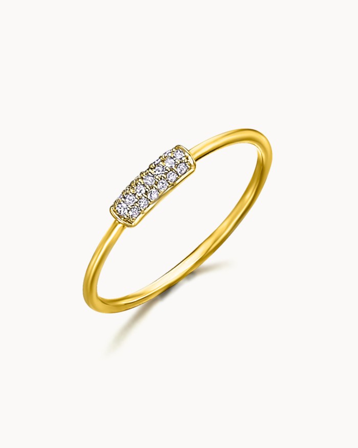 Rectangular Diamond and Gold Bar Ring | LECARRE