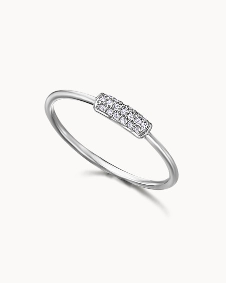 Rectangular Diamond and White Gold Bar Ring | LECARRE