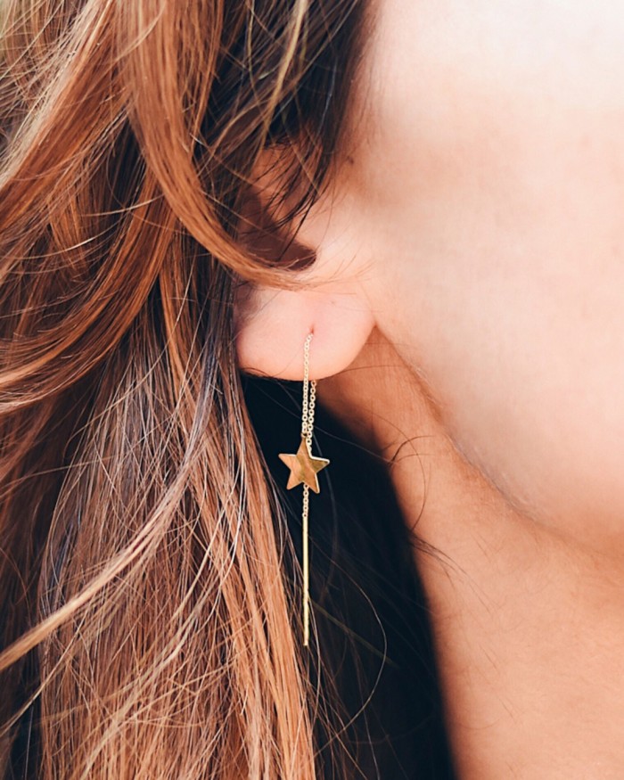 Gold Star Chain Earrings | LECARRE