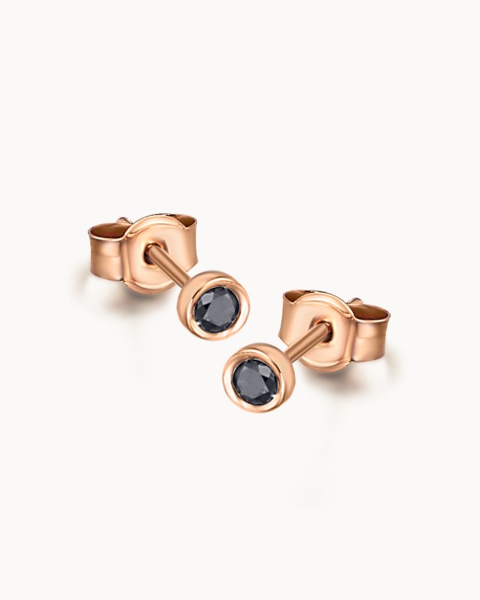 Boucles d'oreilles en or rose et diamants noirs | LECARRE