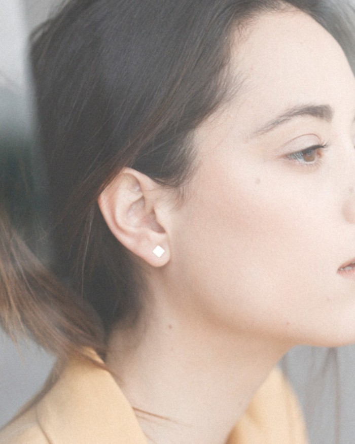 Boucles d'oreilles carrées plaquées or | LECARRE