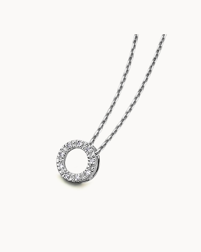 Choker i vitt guld med diamanter och cirkel | LECARRE