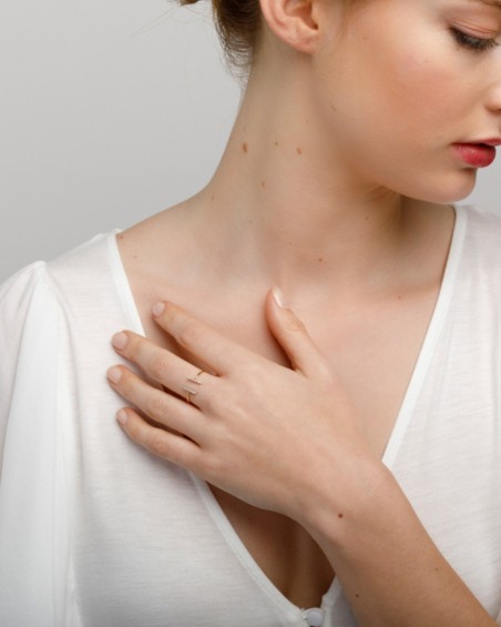 Bague deux barres en or et diamants | LECARRE