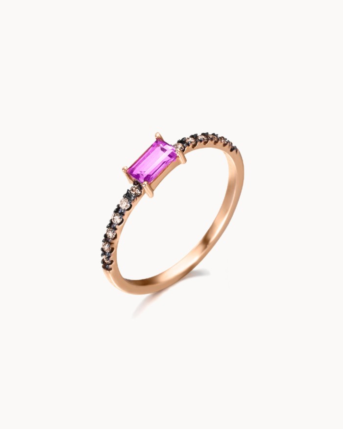 Anillo Con Topacio Rosa Y Diamantes Brown | LECARRE