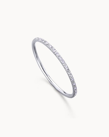 Alliance demi-mariage en or blanc et diamants | LECARRE