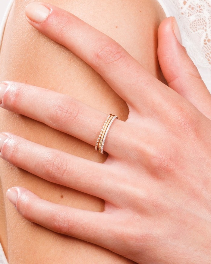 Roségouden en diamanten half trouwring | LECARRE