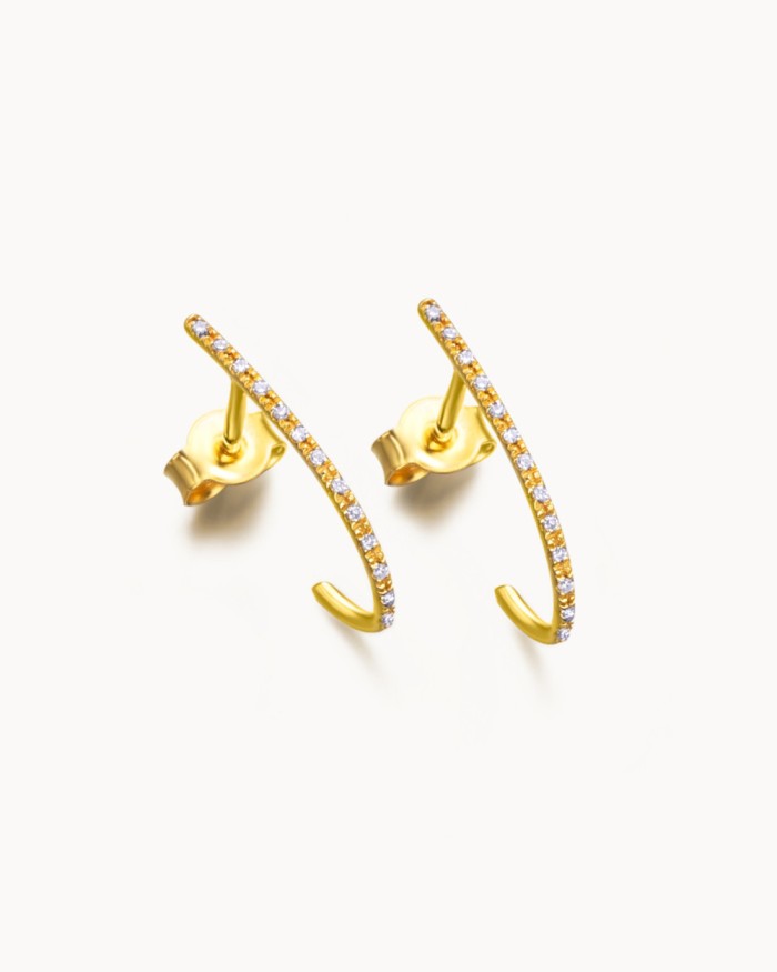 Pendientes Aro Alargado Oro Y Diamantes | LECARRE