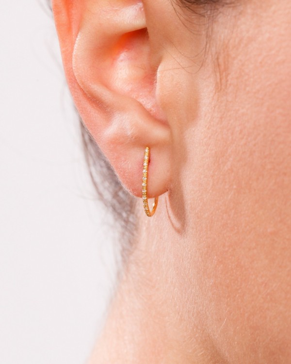 Boucles d'oreilles créoles longues en or et diamants | LECARRE 2