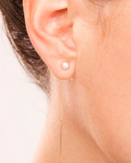 Pendientes Cadena Oro Perla | LECARRE