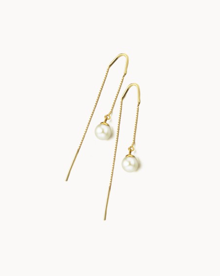 Pendientes Cadenita Oro Perla | LECARRE