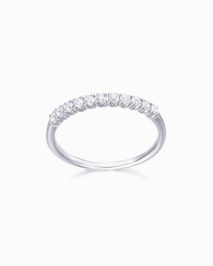 Witgouden diamanten half trouwring | LECARRE