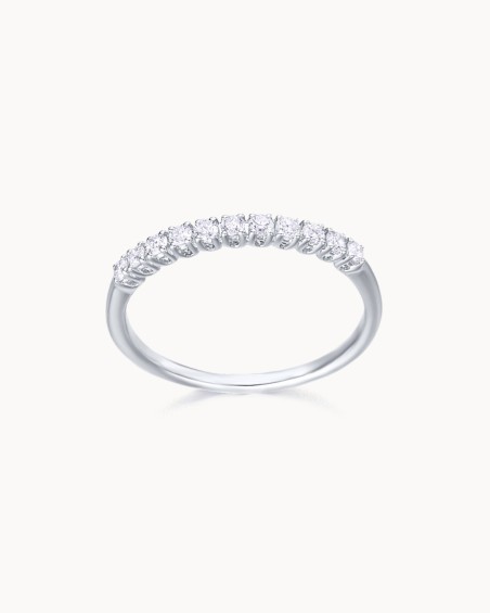 Alliance demi-mariage en or blanc et diamants | LECARRE