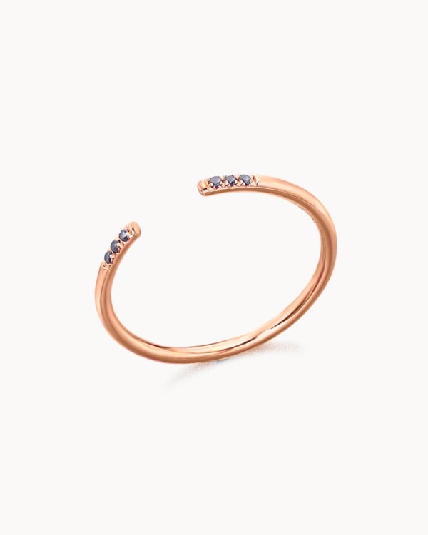 Öppen ring i roséguld och diamanter i svart | LECARRE