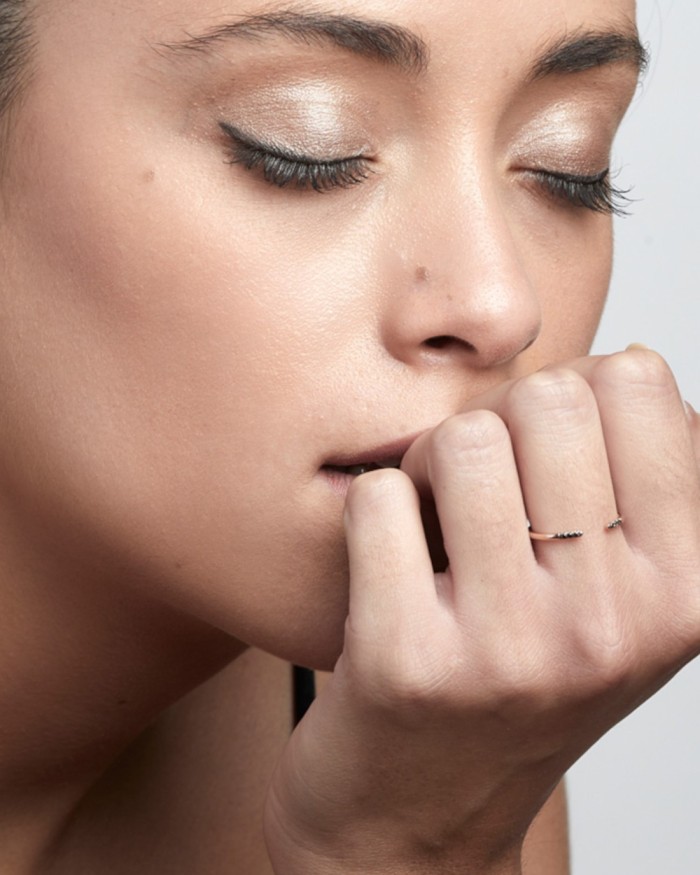 Bague ouverte en or rose et diamants noirs | LECARRE