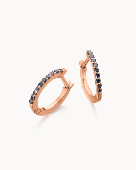 Aros Oro Rosa Diamantes Negros | LECARRE