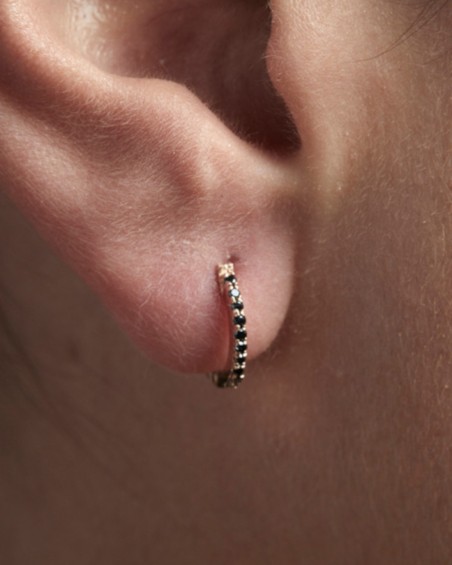 Rose Gold Hoops with Black Diamonds | LECARRE