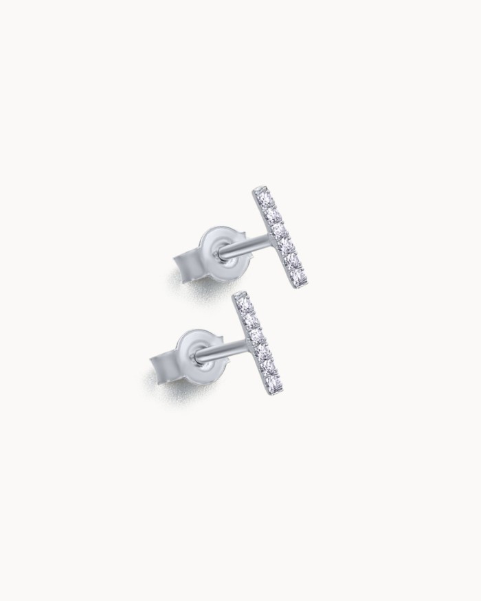 Boucles d'oreilles barrettes en or blanc serties de diamants | LECARRE
