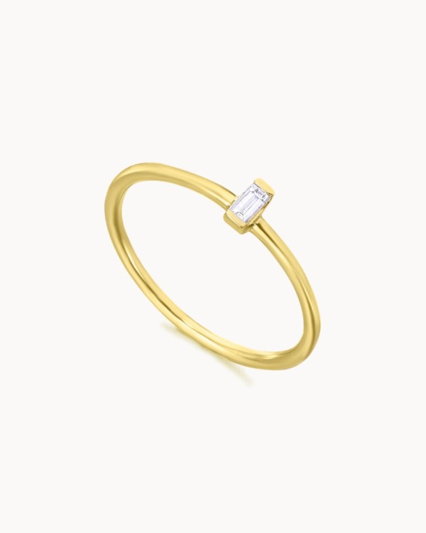 Ring med baguetteslipad diamant i gult guld | LECARRE