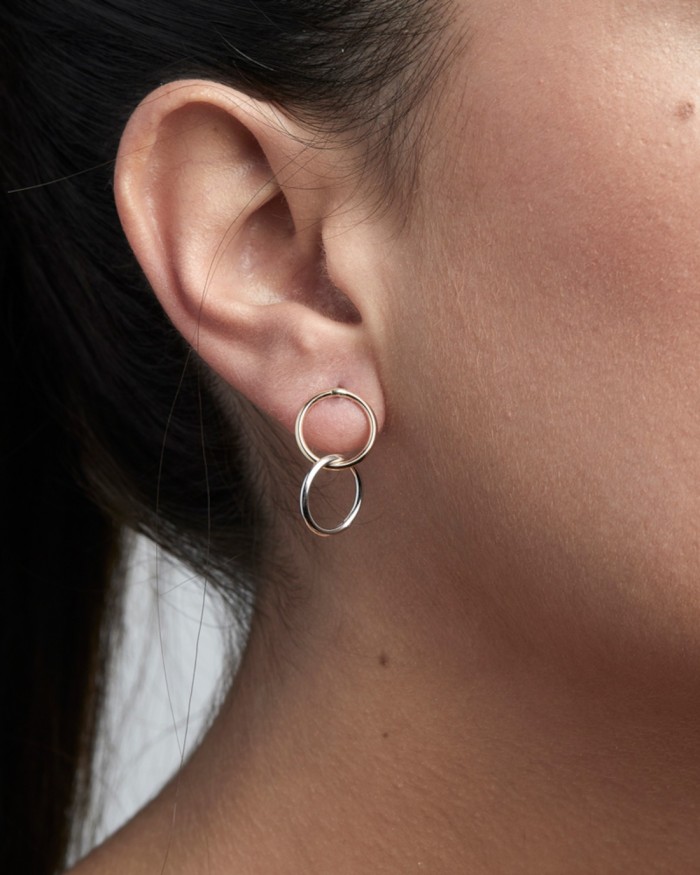 Two-tone Gold Double Hoops | LECARRE