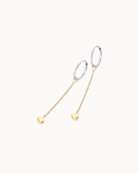 Witte gouden oorbellen met ketting | LECARRE