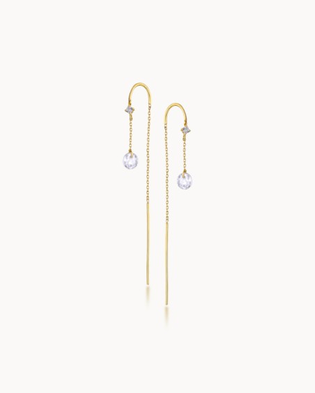 Pendientes Cadena Oro White Topaz | LECARRE