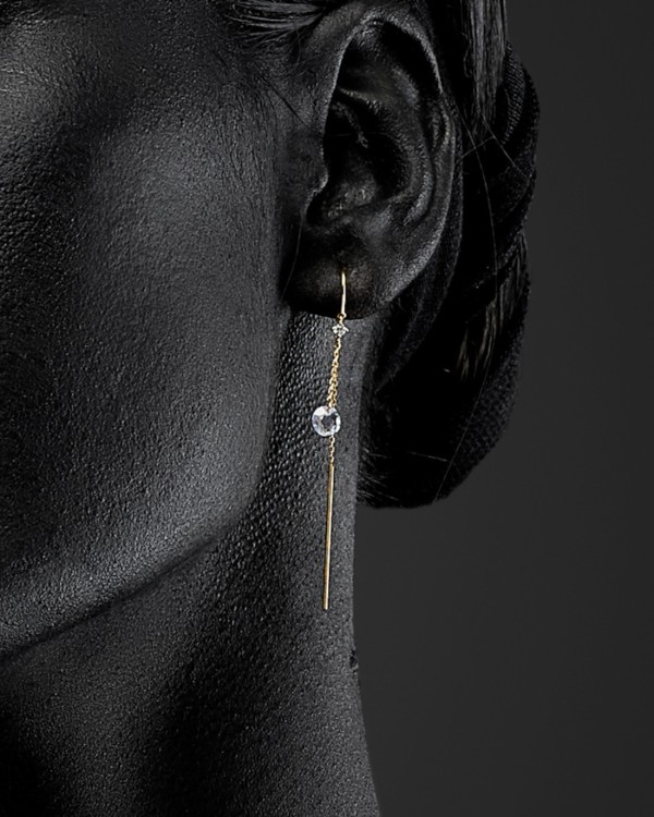 White Topaz Gold Chain Earrings | LECARRE 2