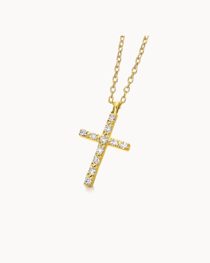 Goldkette + Kreuz mit Diamanten | LECARRE