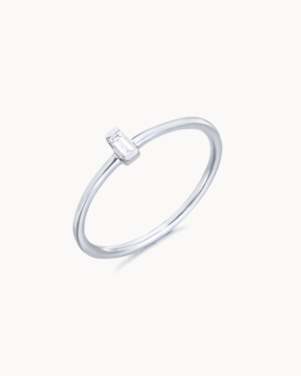 Ring With Baguette Cut Diamond White Gold | LECARRE