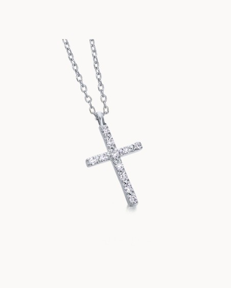 Corrente em ouro branco + cruz com diamantes | LECARRE
