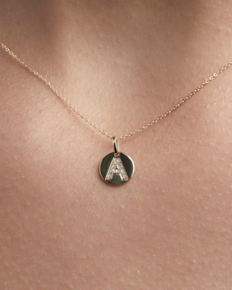 Ketting + Badge (9 mm) Initial Diamonds | LECARRE