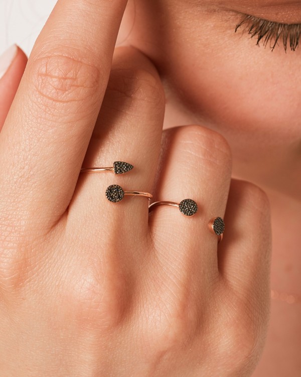 Anello Torques Oro Rosa Diamante Nero | LECARRE 2