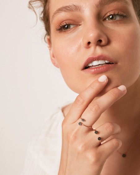 Torques Ring Rose Gold Black Diamonds | LECARRE