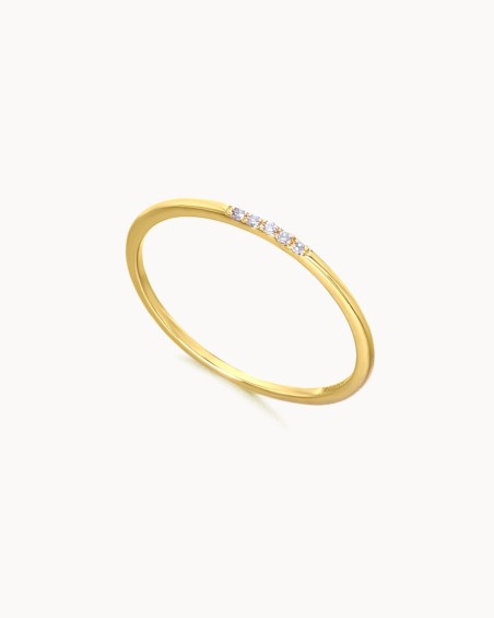 Anel com 5 diamantes em ouro amarelo | LECARRE