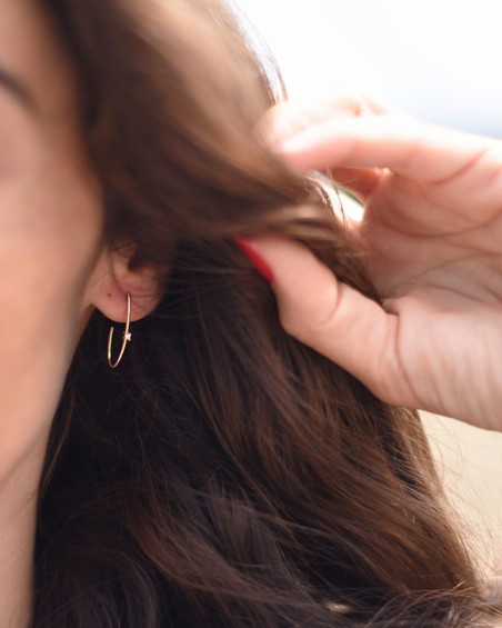 Elongated Gold Diamond Hoop | LECARRE