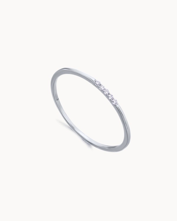 Ring With 5 Diamonds In White Gold | LECARRE