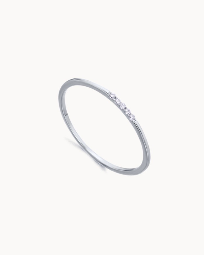 Anello con 5 diamanti in oro bianco | LECARRE