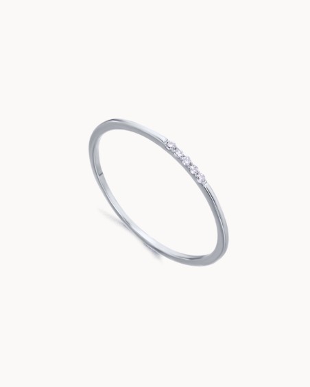 Anello con 5 diamanti in oro bianco | LECARRE