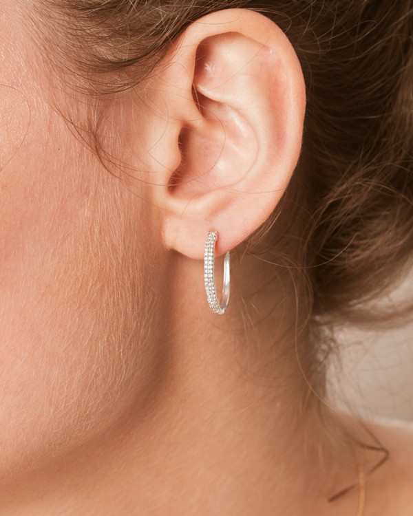 White Gold Pavé Diamond Hoops | LECARRE 2